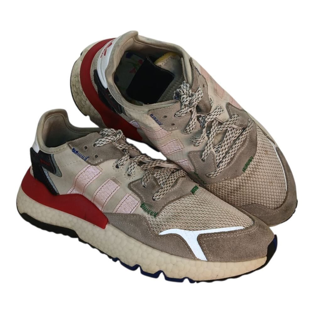 Adidas Nite Jogger Women's Sneakers White Pink Gray Size 8